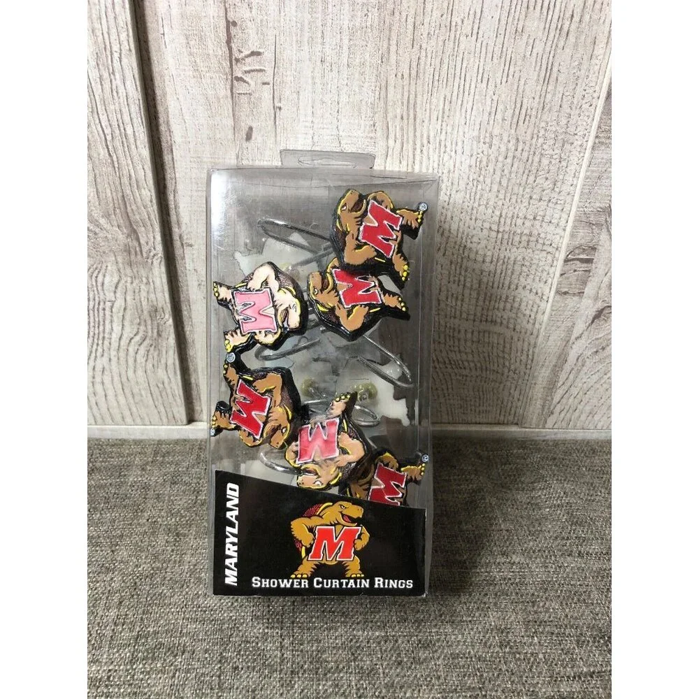 Northwest College Maryland Terrapins Dorm Room Shower Curtain Hooks Rings 12 pc